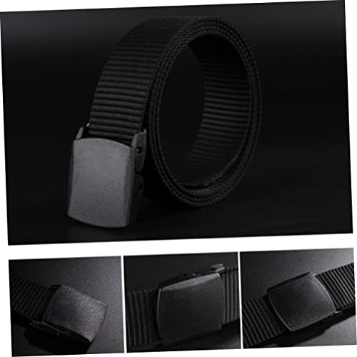 FRCOLOR 2pcs Men Casual Nylon Canvas Belt Plastic Buckle Comfortable and Breathable Web Belt for Outdoor Activities Heavy Duty Work and Daily Wear Black4