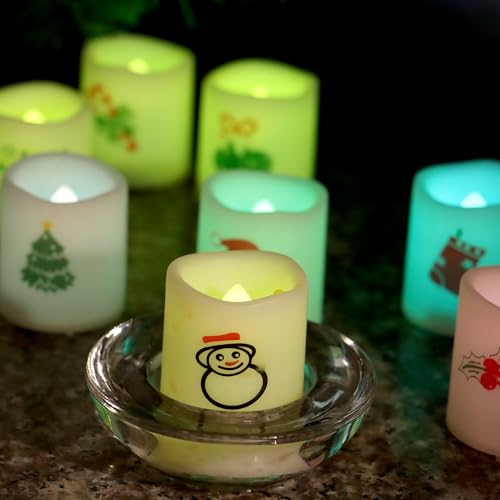 Image of Christmas Color Changing Battery Operated Flameless Votive Candles 12 PCS