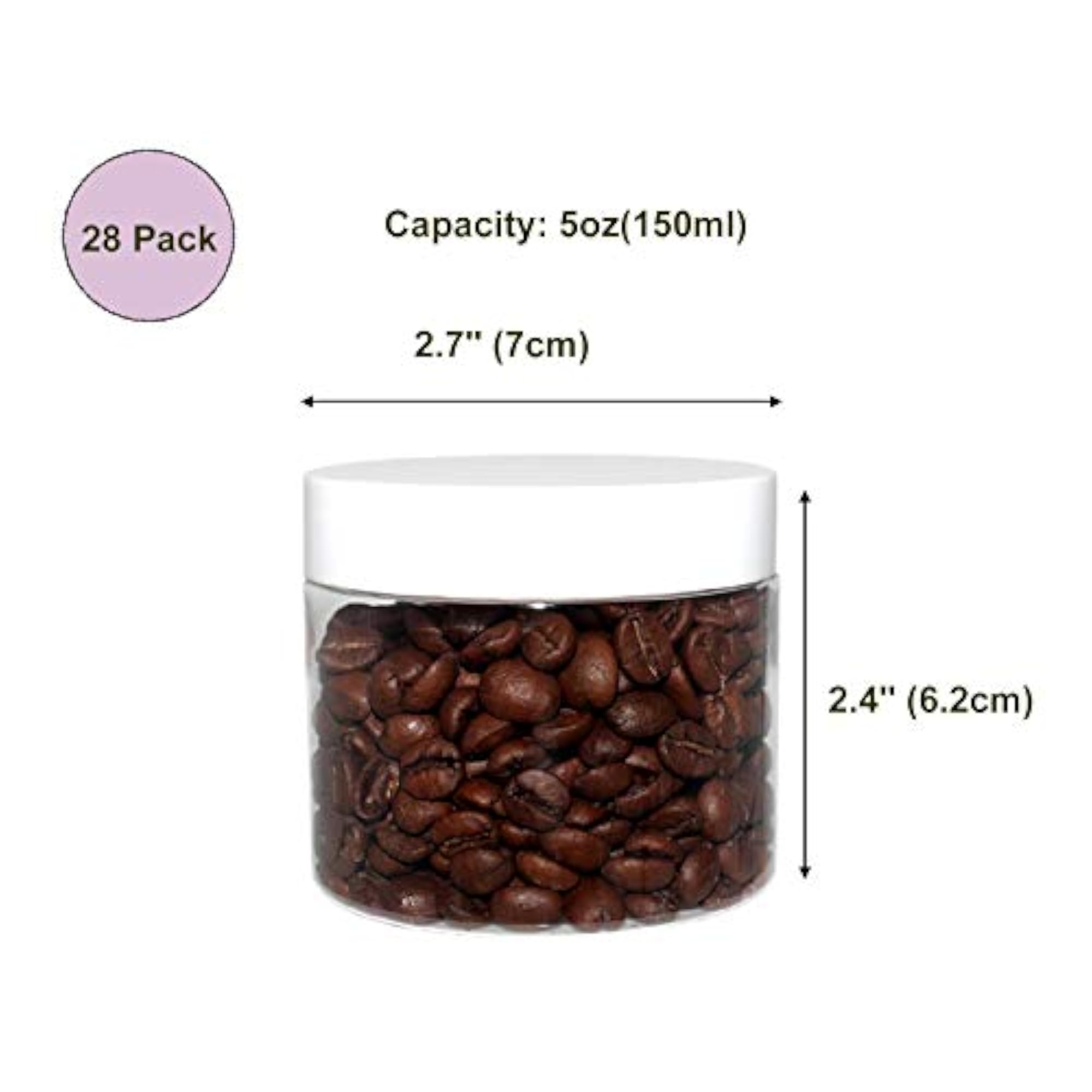 28 Pack 5 oz Plastic Slime Jars with White Lids
