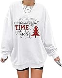 Women's Oversized Sweatshirt Its The Most Wonderful Time of The Year Christmas Crewneck Long Sleeve Casual Loose Pullover Tops