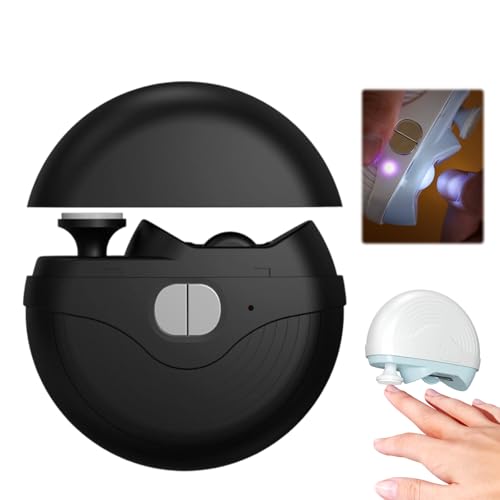 Electric Nail Clippers for Adults Seniors, 3 Speeds Strong Power Automatic Nails Clipper with Polisher and LED Light, Rechargeable Clippers for Thick Toenails Fingernails (Black)