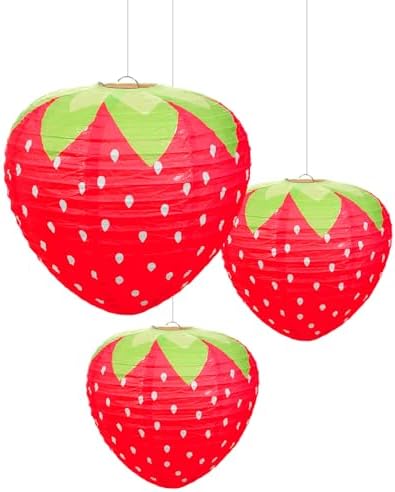 Strawberry Paper Lanterns 6pcs Hanging Strawberry Paper Lantern Ornaments for Kids Room Birthday Backdrop Wedding Fruit Themed Party Decorations 7.9 inch- 11.8 inch Strawberry Paper Lanterns 6pcs Hanging Strawberry Paper Lantern Ornaments for Kids Room Birthday Backdrop Wedding Fruit Themed Party Decorations 7.9 inch- 11.8 inch