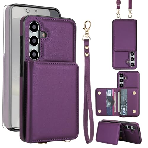 Étui Samsung S24 FE anti-rayures et vol RFID avec bandoulière porte-cartes