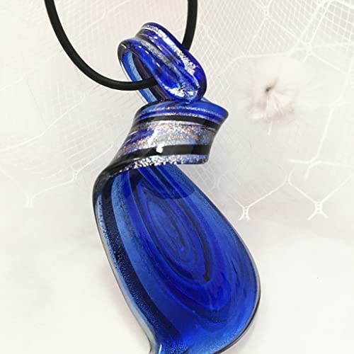 HXSCOO 1 PCS Bleu Foncé Torsadé Murano Verre Murano Pendentifs Collier Style Chinois Fête Aime Cadeau Tourbillon Motif Bijoux for WOME – vue 4