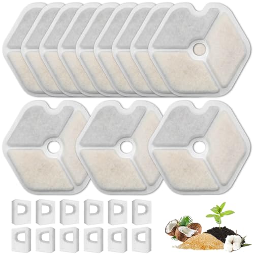 12 Pack Replacement Filters & 12 Pack Sponges Compatible with Smartoo Cat Water Fountain Models 152oz/4.5L PTM-643 - Keep Your Pets Hydrated with Fresh Clean Water