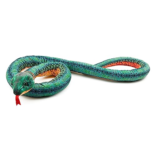 Zappi Co Kinder Gefülltes Weiches Kuscheliges Plüsch-Schlangenspielzeug - Teil der Safari-Tierkollektion, perfekt für Kinder (180 cm Länge) (Grüne Ringel)