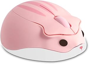 Wireless Mouse Cute Animal Hamster Shape Cartoon Silent Computer Mice,1200DPI Quiet Portable Mobile Optical Travel Mute Cordless Mouse for PC Laptop Computer Notebook MacBook for Kid Gift(Pink)