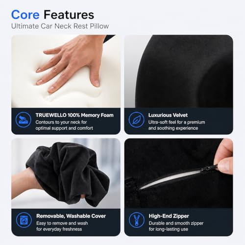 Image of Ultimate Car Comfort Combo for Driving Comfort |Wedge Seat Cushion Set of 3 | Ergonomic Memory Foam Support for Neck, Back & Hip Pain Relief | Universal Fit | Black