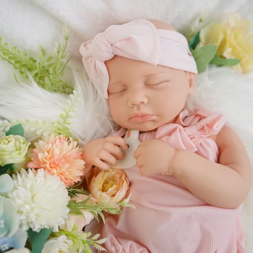 KUICEO Reborn Baby Dolls That Lifelike -18.5 inch Full Body Silicone Sleeping Baby Girl Handmade Face Realistic Body Details for Children Gift