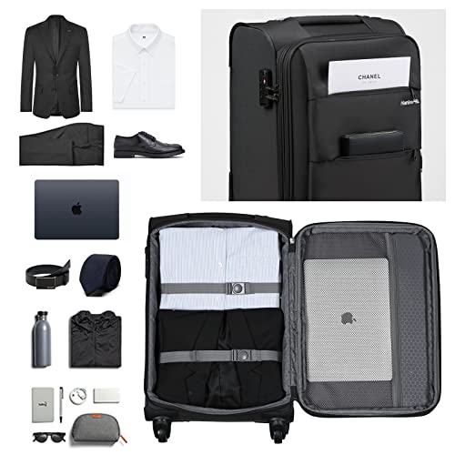 Hanke 3-Piece Set Softside Expandable Luggage Sets With Spinner Wheels, Upright Suitcase With Tsa Lock, Extra Large Rolling Luggage For Family Travel,Nestable Storage 20/24/28(Black) #TOP5
