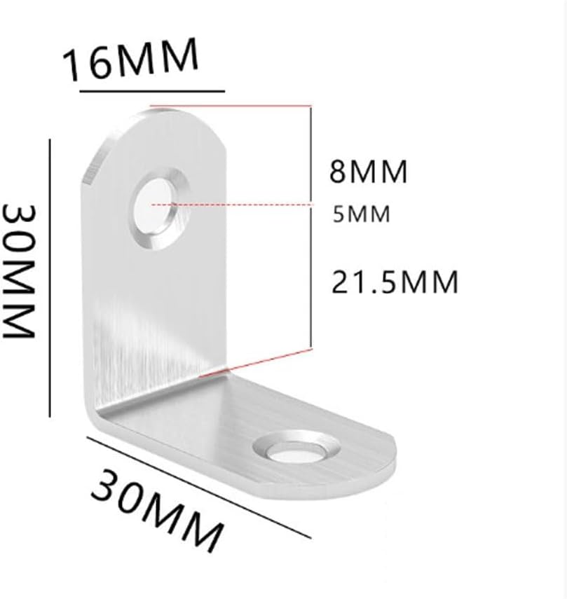 Stainless Steel Corner Brace, 20Pcs 90 Degree Right L-Shaped Metal Corner Connector Joint Plate, Cabinet, DIY Woodworking Projects with 40PCS Screws 1.2x0.6in (30x30x16（20pcs）