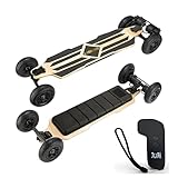 E-Skateboard für Erwachsene mit 65 km Reichweite & 45 km/h, OLED Fernbedienung, 25° Steigfähigkeit, 550W Doppelmotor, 4-Rad für Pendler und Lange Fahrten (Dual-Antrieb Riemenmotor Offroad-Modell)