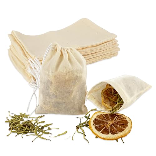 20Pcs Cotton Cooking Spice Bags 4.25in3.15in Soak-Resistant & Boil-Resistant Strainer Cooking Soups as Spice Bags Reusable Tea Bags