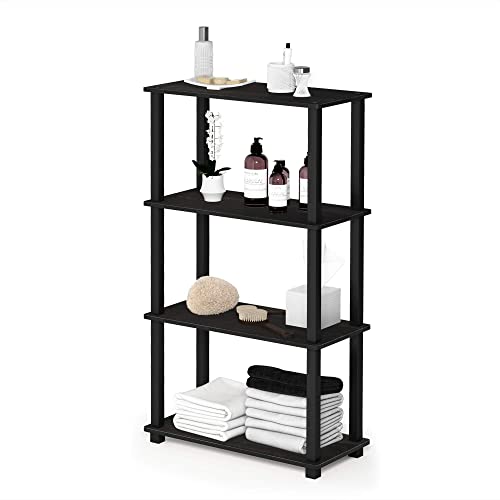 Furinno Turn-N-Tube 4-Tier Multipurpose Shelf Display Rack, Square Tube, Espresso/Black #TOP3