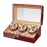 Guarda la Scatola Winder per Orologi Automatici Adattatore Esterno in Legno in Legno Massiccio in Noce e Motore Silenzioso Alimentato a batteria1