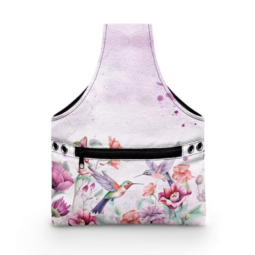 Image of Hummingbird Yarn Bags for Crochrting Organzing Knitting Bag Yarn Storage Shelves Floral Crochet Tote Bag,Small
