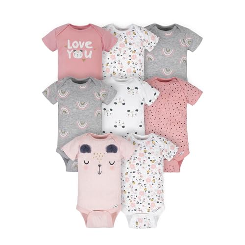 Image of Gerber unisex baby 8-pack Short Sleeve Onesies Bodysuits and Toddler T Shirt Set