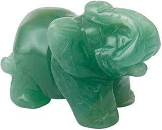 Nupuyai Green Aventurine Carved Crystal Animal Elephant Statue Figurine, Good Luck Gift Energy Healing Mini Crystal Ornament for Home Office Decor