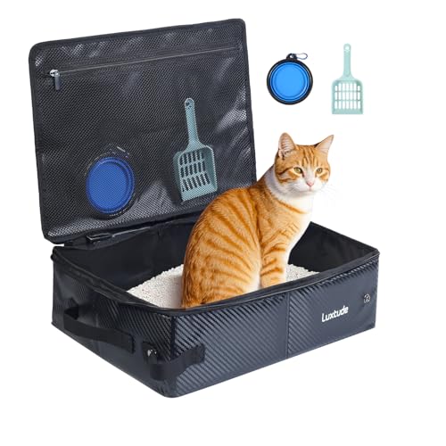 Luxtude Tragbare Katzentoilette für Reisen – Faltbar, Wasserdicht & Atmungsaktiv, Katzenklo für Auto & Camping – Geruchsfrei, Auslaufsicher und...