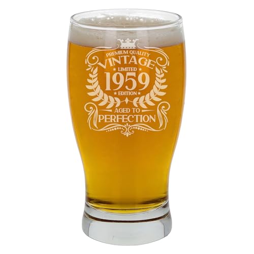 Always Looking Good Verre à bière gravé pour 66e anniversaire pour homme - Vintage 1959 Aged to Perfection - Cadeau pour les enfants de 66 ans - Verre à bière tulipe gravé