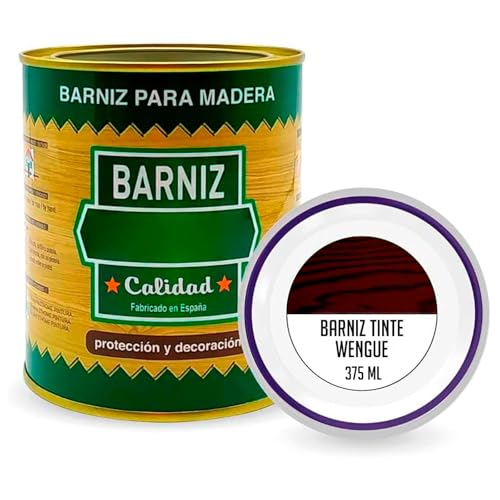 Tradineur - Bote de Barniz Brillo para Madera - Fabricado en España - Ideal para todo tipo de Maderas, vigas, cerchas, marcos, etc. - Capacidad de 375 ML - Wengué