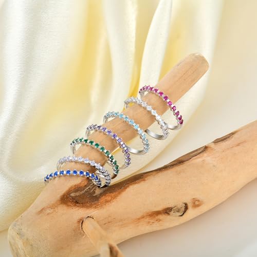 JO WISDOM Stackable Ring Eternity Bands for Women 925 Sterling Silver Cubic Zirconia Half Eternity Stacking Rings4