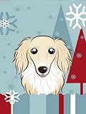 Winter Holiday Longhair Creme Dachshund Flag Canvas House Size
