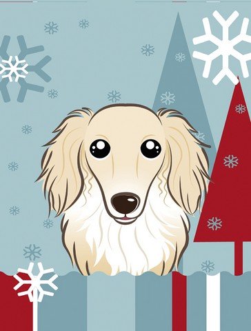 Winter Holiday Longhair Creme Dachshund Flag Canvas House Size