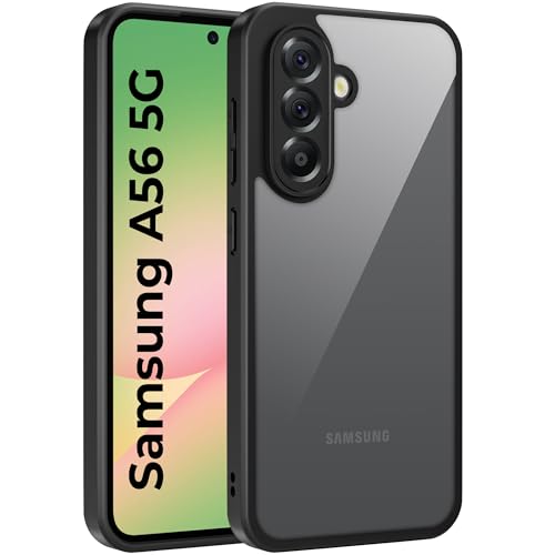 Image of A rtistque Clear Hard Armor Transparent Cover Case for Samsung Galaxy A56 5G | Anti-Drop Shockproof | TPU Edge | Stylish Design | Camera Protection | Samsung A56 Back Cover - Black