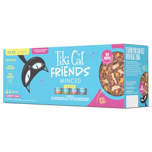 Image of Tiki Cat Friends Wet Cat Food, Tuna Variety Pack, 2.8 oz. Cans (12 Count) | Complete and balanced nutrition, flaked fish texture, for adult cats