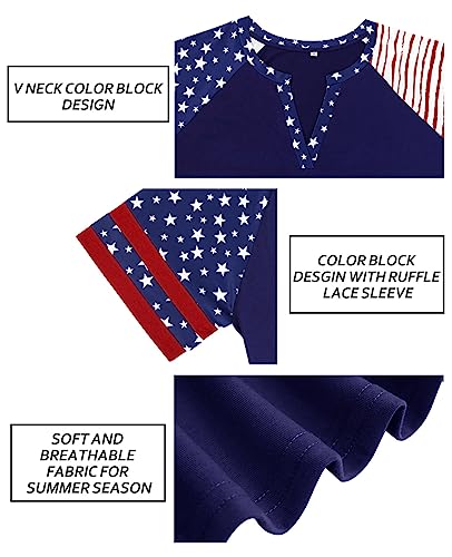 Image of CARCOS Plus Size Tops for Women Short Sleeve Summer Pullover Color Block Crewneck /V Neck Tee Tunic Loose Fit Tshirts XL-5XL