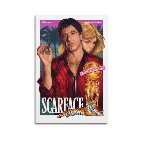 TESUXYEHH Poster de film Scarface - Impression sur toile - Décoration murale moderne pour chambre à coucher - 50 x 75 cm