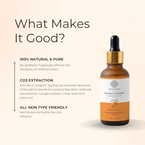 Image of Sea Buckthorn Oil 30ml For Skin & Hair Care | Omega 3,6,7 & 9 | 100% Pure & Organic | Boost Collegen & Natural Glow