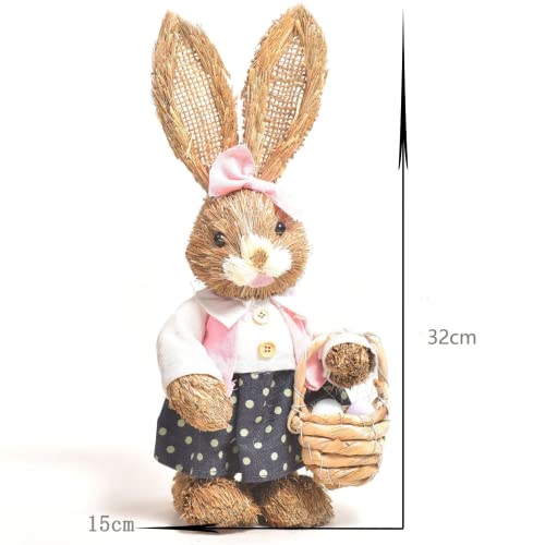 zalati Easter Bunny Simulation Straw Rabbits Ornament Crafts Decoration for Yard Sign Garden Living Room, Bedroom - Image 2