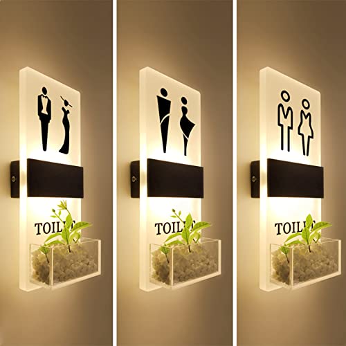 Letrero LED para inodoro, para baño, baño, salón, señal, masculino, hembra, niño, niña, decoración de baño para negocios, base de aluminio