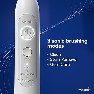 Waterpik Cordless Pearl and Sensonic Rechargeable Electric Toothbrush and Water Flosser Combo, Complete Dental Care for Teeth, Gums, Braces and Travel ADA Accepted, White