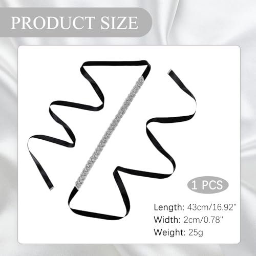 panthra Rhinestone Belts for Women, Wedding Dress Belt, Exquisite Retro Rhinestone Belt for Formal Dress, Handmade, Suitable for Girls and Ladies (Black)2