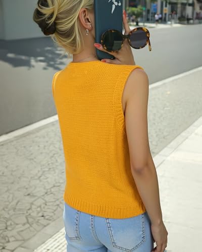 Messic Sweater Vest for Women V Neck Tie Front Knit Tops Fall Clothes Crochet Oversized Sleeveless Sweater3