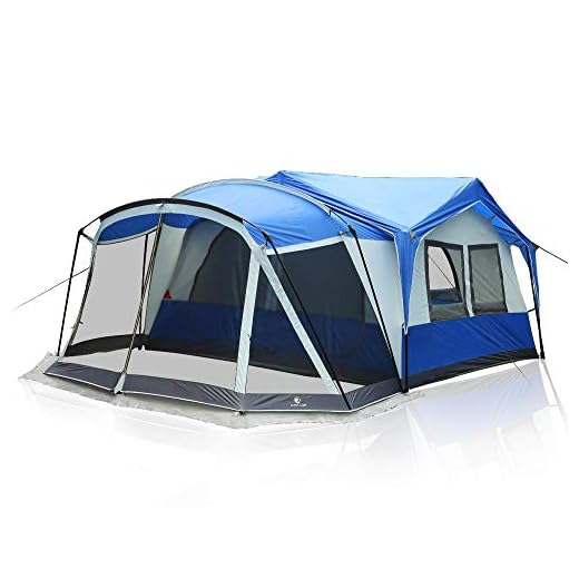 ALPHA CAMP 10-12 Person Family Camping Tent with Screen Room Cabin Tent Design - 19' x 12'