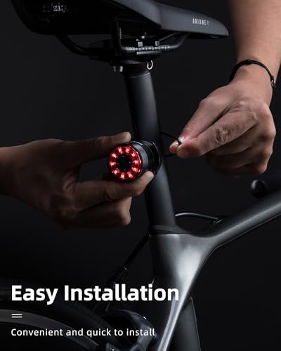 ROCKBROS Luz traseira de bicicleta, luz traseira para bicicleta, 5 modos, recarregável tipo C, leve,