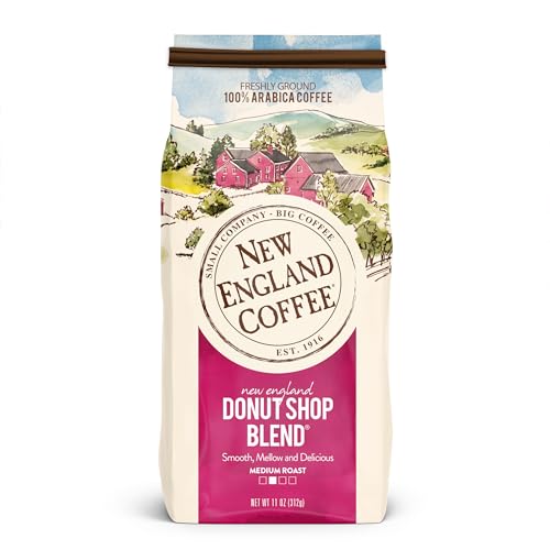 Image of New England Coffee Donut Shop Blend Medium Roast Ground Coffee, 18oz Bag (Pack of 4)