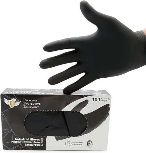 S&G Black Nitrile Gloves Disposable Latex-Free Multipurpose Gloves for Cleaning, Mechanic, Cooking | 3 Mil - 100 | Large