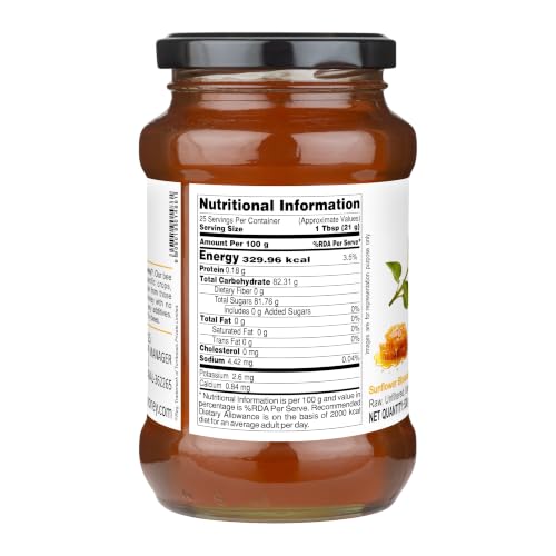 Image of INDIGENOUS HONEY Organic Sunflower Honey Raw Natural 17.64 oz Glass Jar