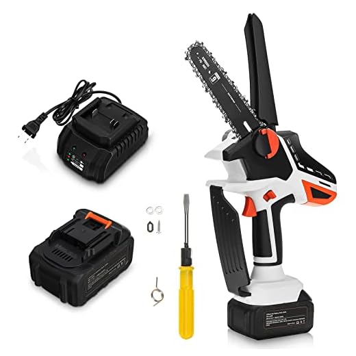 Brushless Chainsaw, Mini Cordless Chainsaw with 21V Battery, 6 Inch Electric Power Chain Saw, One-Handed Portable Chainsaw with Safety Lock for Garden Tree Branch Firewood Cutting Logging Pruning
