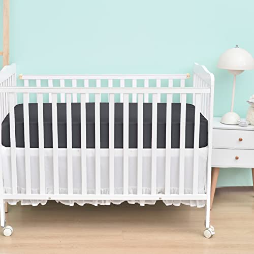 Image of David's Kids 3 Pack Fitted Crib Sheets, Ultra Soft Comfy Breathable Baby Sheets for Boys Girls Neutral, 28x52 Inch Fits Standard Crib Mattress and Toddler Mattresses, White & Light Grey & Black