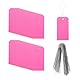 QUARKZMAN 100 Stück Markierungsetiketten mit Schnur, 4,7 x 2,4 Wasserdichte Anhängeetiketten aus rechteckigem Kunststoff mit Schreibfläche für Outdoor-Gepäckkleidung, Pink