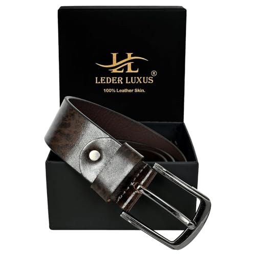 Image of Leather Belt for Men with Zinc Buckle | Premium Leather Belt for Casual & Formal Wear | Lightweight Waist Belt for Jeans, pants, Office | Belt width 3.5cm (35mm).