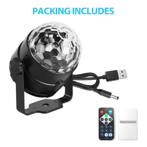 Image of NEQUARE Disco Ball Party Lights Sound Activated with Remote Control Strobe Lamp 7 Modes Stage Light for Home Dance Parties Halloween Christmas Birthday Decorations (USB) 1Pack