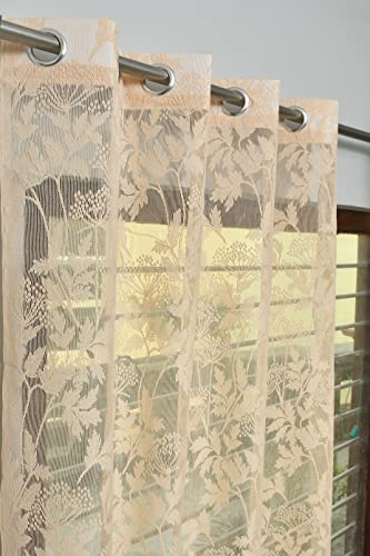 Image of Galaxy Home Decor Transparent Lily Net Curtain Sheer Curtains for Long Door 8 Feet, Pack of 2, Beige