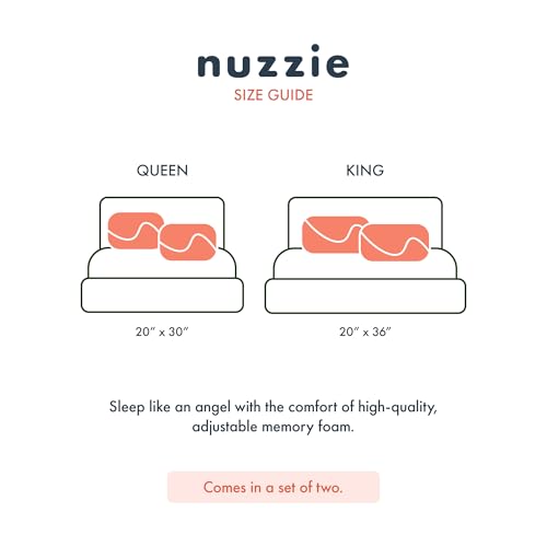 Image of Nuzzie (2 Pack) Cloud Pillow Premium Soft Eco-Conscious Adjustable Memory Foam Pillow for Perfect Comfort (2 Pillows) King